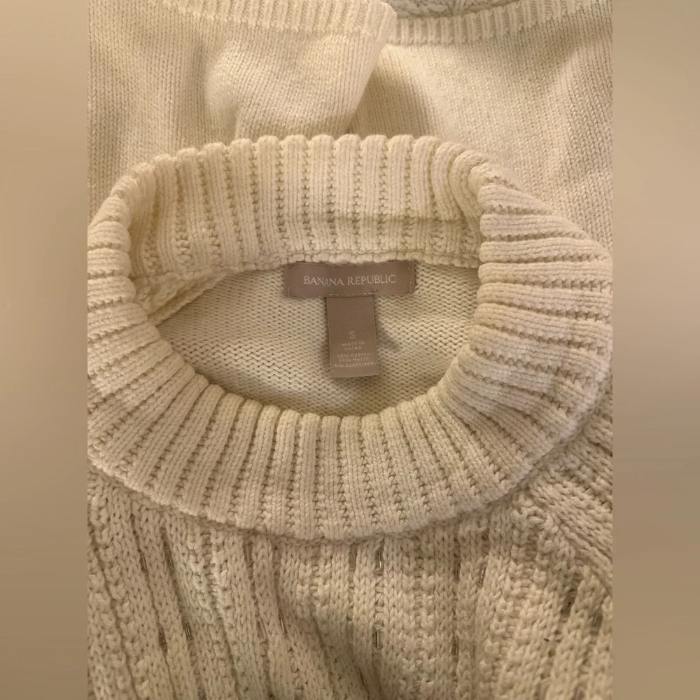 Banana Republic Cream Cowl Neck Sweater with Cable Knit - Picture 5 of 7